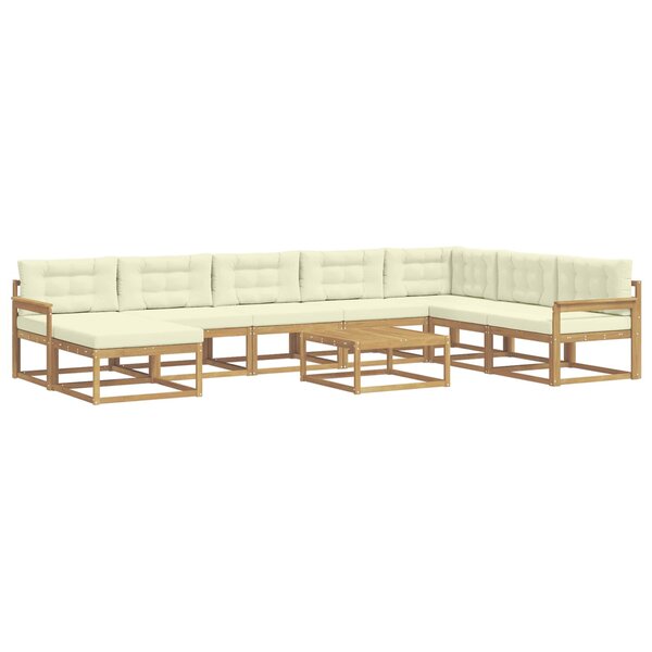 vidaXL Ensemble de canapés d'extérieur 9 Pièces Blanc et crème