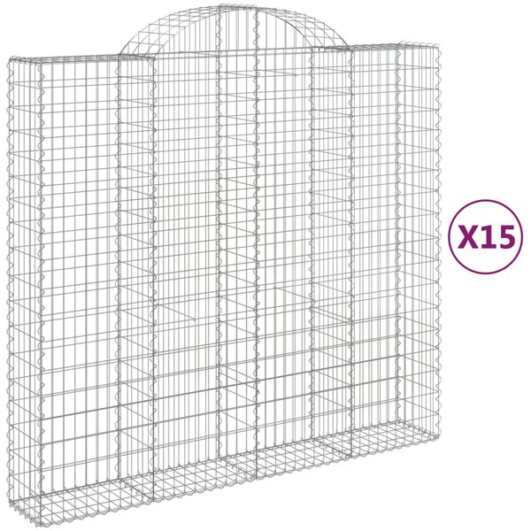 vidaXL Paniers à gabions arqués 15 Pièces 200x50x180/200 cm Fer galvanisé