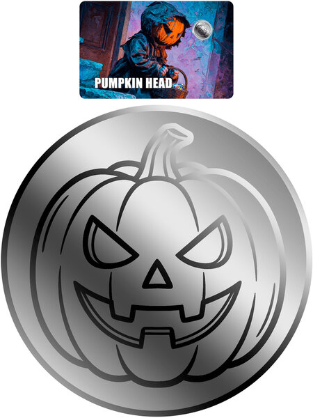 Monnaie PUMPKIN HEAD 1/500 Oz Platine 25$ Liberia 2026