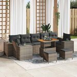 vidaXL Ensemble de canapé de jardin 10 Pièces Gris polyrotin