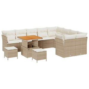 vidaXL Ensemble de canapé de jardin avec coussin 12 Pièces beige et crème