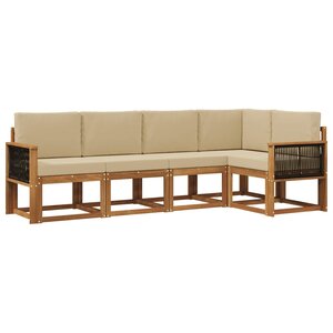 vidaXL Ensemble de canapés d'extérieur 5 pc Naturel et Beige Polyester