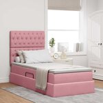 vidaXL Lit de rangement LED avec matelas Rose 90 x 200 cm Velours