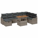 vidaXL Ensemble de canapé de jardin avec coussin 9 Pièces Gris polyrotin