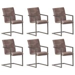 vidaXL Chaises à manger cantilever lot de 6 marron cuir véritable