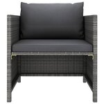 vidaXL Canapé de jardin avec coussins Gris Résine tressée