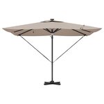 vidaXL Parasol déporté Roma de avec LEDs Taupe 286x285x270 cm Aluminium