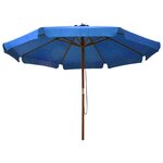 vidaXL Parasol d'extérieur avec mât en bois 330 cm Bleu azuré