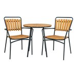 Table plateau en teck naturel pieds noirs ø 70x74 cm