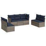 vidaXL Salon de jardin 7 Pièces avec coussins gris résine tressée
