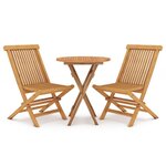 vidaXL Ensemble à manger de jardin 3 Pièces Bois de teck massif
