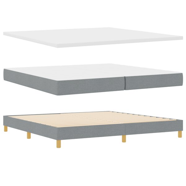 Lit avec sommier tapissier et matelas vidaXL - Gris clair  200x200 cm  Tissu