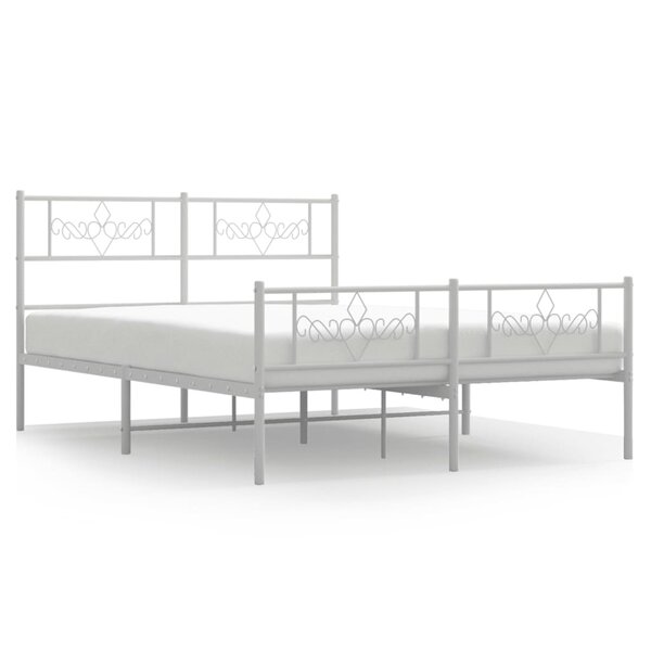 vidaXL Cadre de lit métal sans matelas et pied de lit blanc 140x200 cm