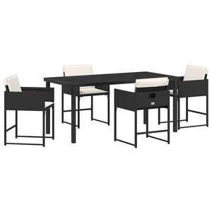 vidaXL Ensemble de salle à manger pour jardin 5 Pièces Noir Poly rotin