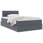 vidaXL Lit de Rangement avec matelas Gris foncé 120 x 200 cm Velours