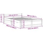 vidaXL Cadre de lit sans matelas blanc bois massif 120x200 cm