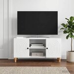 vidaXL Meuble TV Blanc brillant 102 x 34 5 x 50 cm Bois d'ingénierie