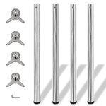 4 pieds de table réglables en hauteur 870 mm Chromé