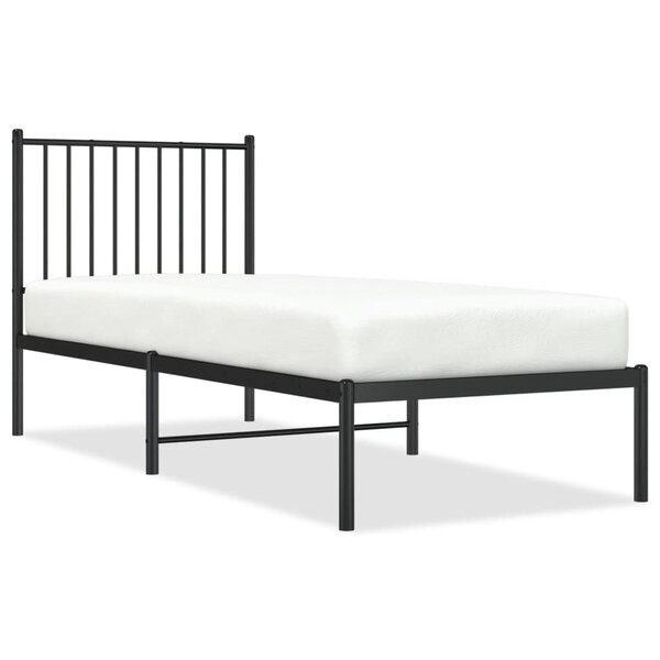 vidaXL Cadre de lit métal avec tête de lit noir 75x190 cm