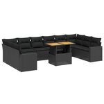 vidaXL Salon de jardin 11 Pièces avec coussins noir résine tressée