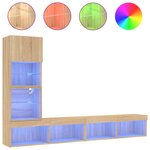 vidaXL Unités murales TV avec LED 4 Pièces chêne sonoma bois d'ingénierie