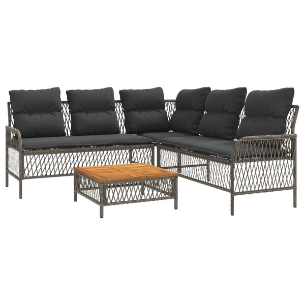 vidaXL Salon de jardin 2 Pièces avec coussins Gris Résine tressée