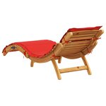 vidaXL Chaise longue avec coussin rouge bois d'acacia solide