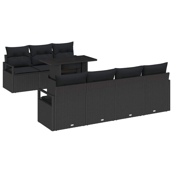 vidaXL Ensemble de canapé de jardin 8 Pièces Noir 100 x 55 x 73 cm