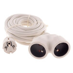 Prolongateur Bi tête 3G1 5 mm blanc 3m - 1 prise mâle + 2 prises Femelle - Zenitech