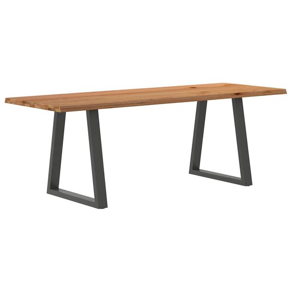 vidaXL Table à manger avec bord naturel 220x80x74 cm bois massif chêne