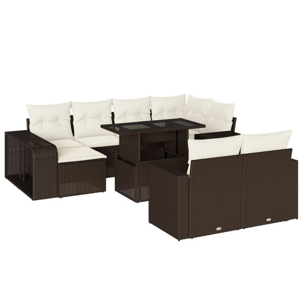 vidaXL Salon de jardin et coussins 11 Pièces marron résine tressée