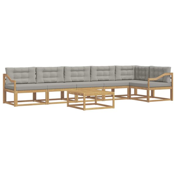 vidaXL Ensemble de canapés d'extérieur 7 Pièces Blanc et gris clair