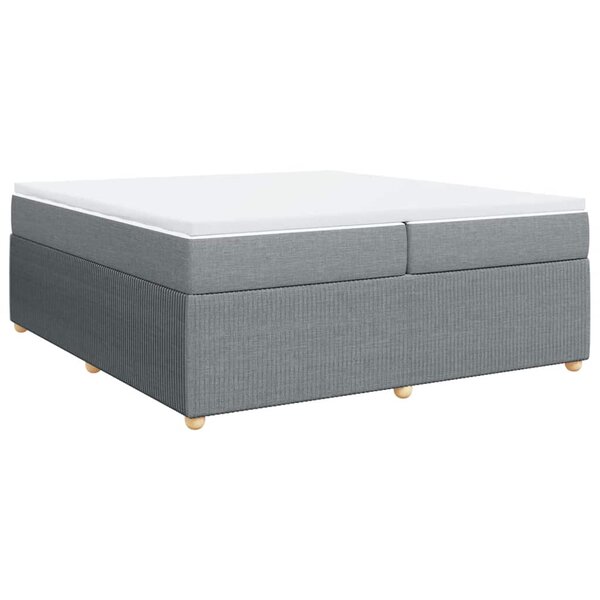 vidaXL Sommier à lattes de lit avec matelas Gris clair 200x200cm Tissu