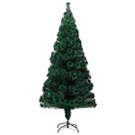 vidaXL Sapin de Noël artificiel avec support vert 180 cm fibre optique