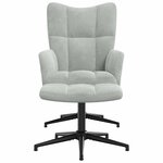 vidaXL Chaise de relaxation avec tabouret Gris clair Velours