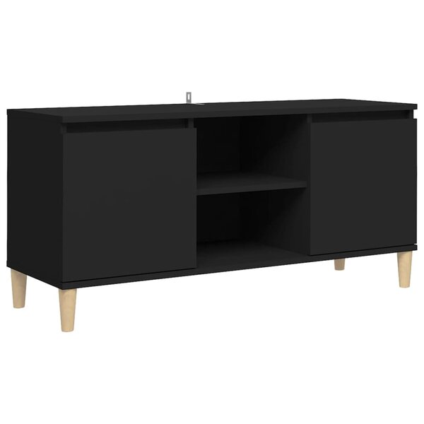 vidaXL Meuble TV avec pieds en bois massif Noir 103 5x35x50 cm