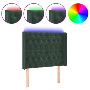 vidaXL Tête de lit à LED Vert foncé 93x16x118/128 cm Velours
