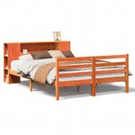 vidaXL Lit bibliothèque sans matelas cire marron 135x190 cm pin massif