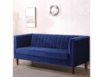 Canapé fixe en velours "ellison" - 196 x 76 x 82 cm  - 3 places - bleu foncé