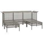 Salon de jardin meuble d'extérieur ensemble de mobilier 5 pièces avec coussins gris résine tressée 02_0016414