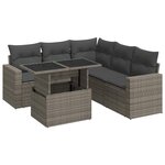 vidaXL Salon de jardin 6 Pièces avec coussins gris résine tressée