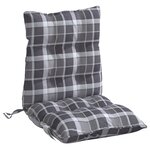 vidaXL Coussins de chaise à dossier bas lot de 2 motif carreaux gris