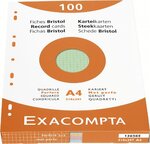 Étui de 100 fiches bristol quadrillé 5x5 perforé 210x297mm Couleurs assorties EXACOMPTA