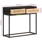 vidaXL Table console noir 90x30x76 cm bois massif de manguier et fer