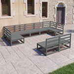 vidaXL Salon de jardin 9 Pièces bois de pin massif