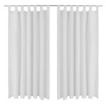 2 Pièces Rideau à Passant Micro Satin Blanc 140 x 245 cm