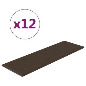 vidaXL Panneaux muraux 12 Pièces Marron 90x30 cm Similicuir 3 24 m²