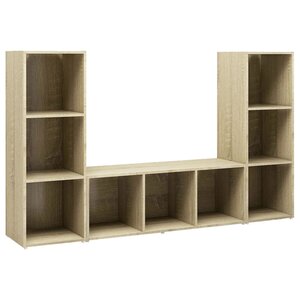 vidaXL Meubles TV 3 Pièces Chêne sonoma 107x35x37 cm Bois d'ingénierie