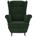vidaXL Fauteuil à oreilles avec tabouret vert foncé velours