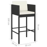 vidaXL Tabourets de bar lot de 4 avec coussins noir résine tressée